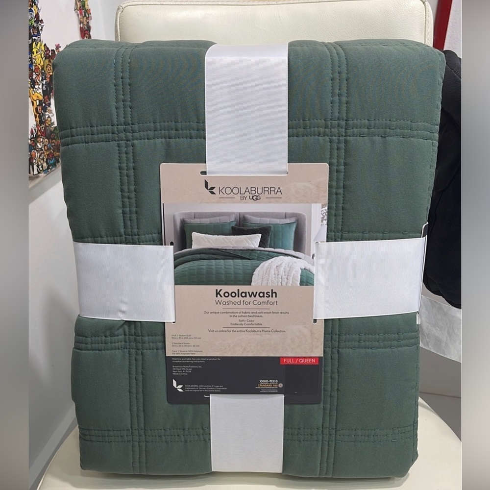 Koolaburra by UGG Green Soft & Cozy FULL/QUEEN Quilt Set with 2 Shams